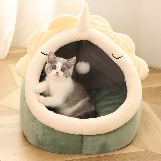 Superweiches graues Plüsch-Katzenbett